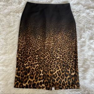 💐Spense Ombré Leopard Print Midi Skirt Size M